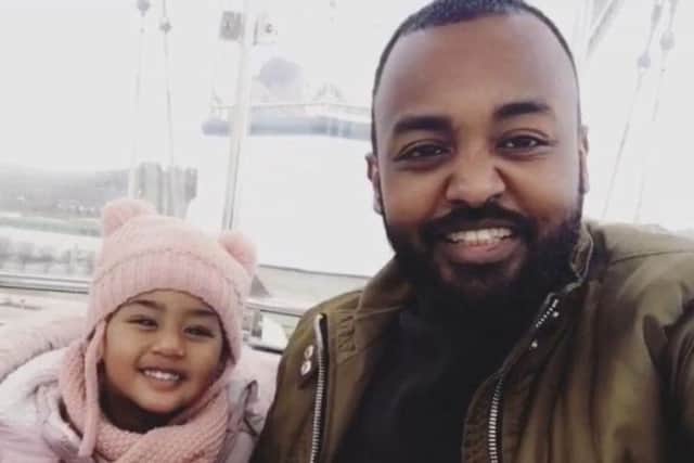 Muhanad Adem with his daughter Sadenselwa. Muhanad's partner Selwa Romedan, 21, died from an undiagnosed heart condition four days after giving birth. PRESS ASSOCIATION Photo. Issue date: Monday April 1, 2019.