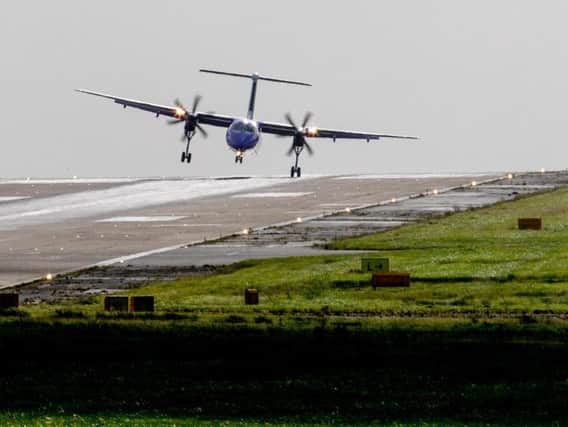 A Flybe aircraft coming in to land at Leeds Bradford Airport (Charlotte Graham)