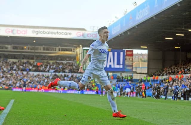 30 March 2019 ......   Leeds United v Millwall, EFL Championship. 
Leeds Pablo Hernandez celebrates his winning goal.  Picture Tony Johnson.