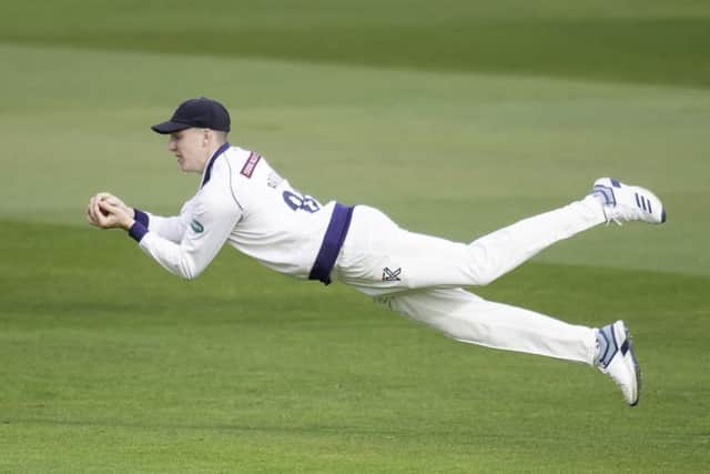Yorkshire's Harry Brook takes a catch from the bowling of Steve Patterson to dismiss Nottinghamshire's Samit Patel. Picture: Allan McKenzie/SWpix.com