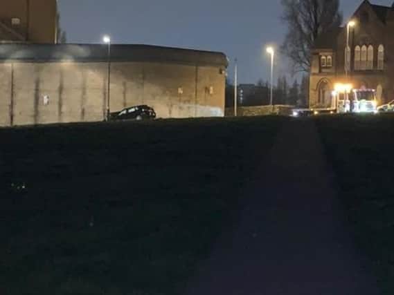 The car crashed into the wall at HMP Leeds (Photo: Scott Francis)