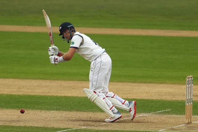 Joe Root turns one through the square leg area on his way to 73 against Nottinghamshire at Trent Bridge . Picture: Matthew Lewis/Getty Images