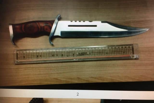 Dagger found on man who was found to be over the drug drive limit by West Yorkshire Police. Picture: West Yorkshire Police RPU