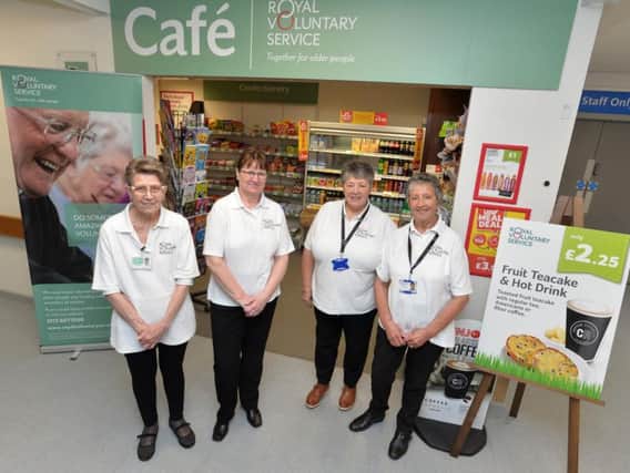 Royal Voluntary Service volunteers at Seacroft Hospital cafe. Pictured are Brenda Newton, Pamela Hardaker, Kathryn Mooney and Sandra Asquith. 
Picture: Bruce Rollinson