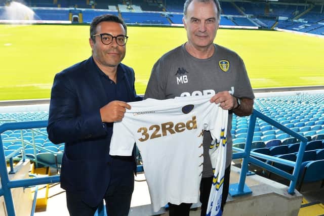 Marcelo Bielsa with Andrea Radrizzani after being appointed Leeds United head coach in June.