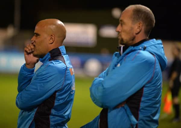 Guiseley joint managers Marcus Bignot and Russ O'Neill.
