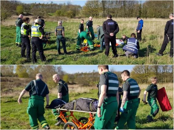 Officers from West Yorkshire Police and Yorkshire Ambulance crew worked together to rescue a man after a motorbike crash.