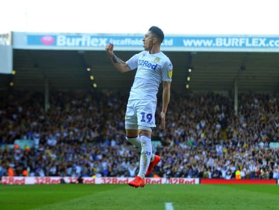 Pablo Hernandez celebrates a goal in Leeds United's 3-2 win over Millwall.
