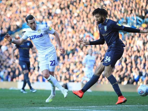 COOL HEAD: Leeds United winger Jack Harrison calmly slots away the only goal of the game.
