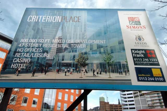 Criterion Place advertising hoardings for the development that was never built