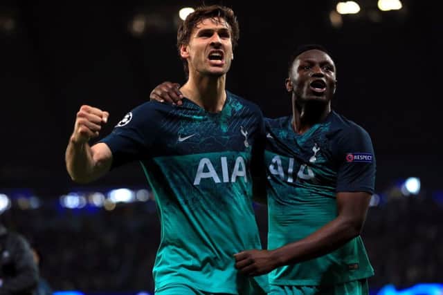 Tottenham Hotspur's Fernando Llorente and Victor Wanyama (right) celebrate after the final whistle.