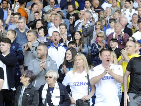 Leeds United fans during Saturday's game against Wigan Athletic.