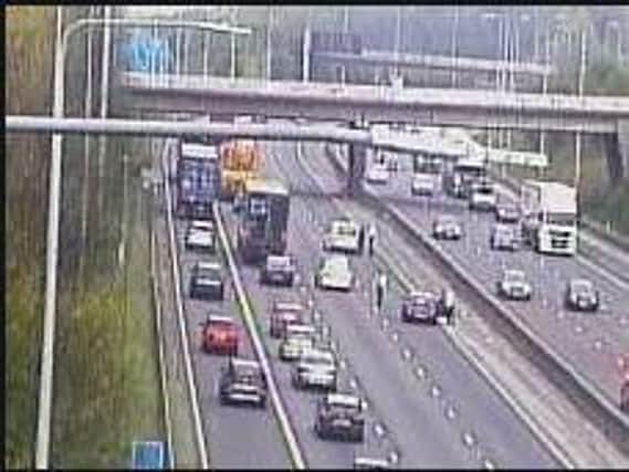 There is a road closure on the M62 after a crash. Photo: Highways England