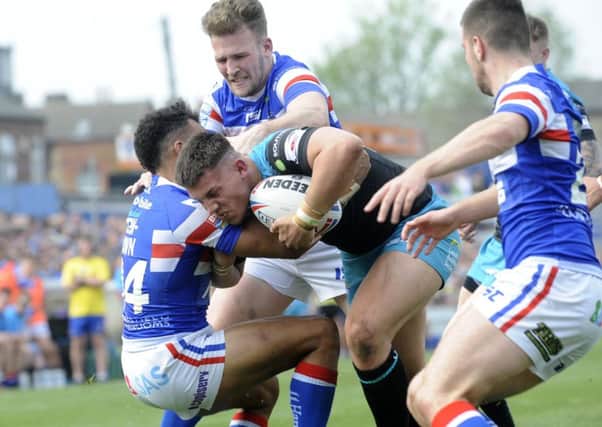 Owen Trout breaks through the Wakefield defence. PIC: Simon Hulme