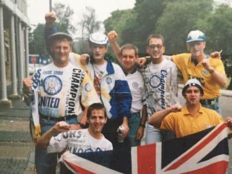 Ian Pullan (bottom-left) and his fellow LUFC fans.