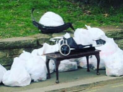 A coffee table and a child's scooter were some of the items dumped in Roundhay Park over the Easter weekend