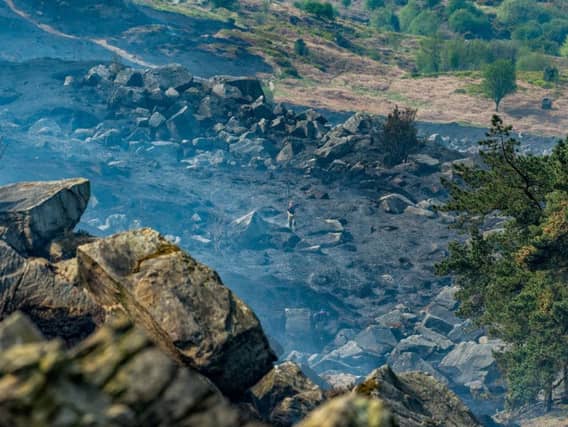Damage caused by fire at Ilkley Moor