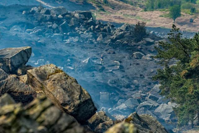 Damage caused by fire at Ilkley Moor