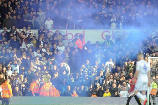 Leeds United fans during Millwall clash at Elland Road.