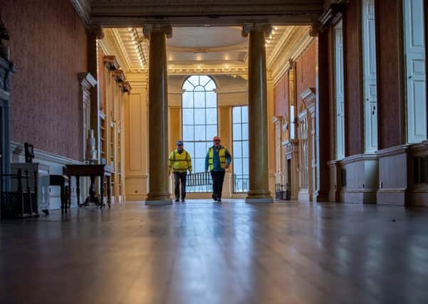 Thursday 31st  January 2019
Picture Credit Charlotte Graham 

Picture Shows Andy Stamford, John Quick.  part of the new works team that are starting the long task of renovation at Wentworth House 

Breathing new life into one of Britain's finest stately homes
 
Woodhead Group has been selected by the Wentworth Woodhouse Preservation Trust (WWPT) to carry out the repair, restoration and replacement of the building's 16,000+ square foot roof, as part of its 25-year Masterplan.

The £5million phase of work will see the Woodhead Group deliver major conservation work over the next two years.

Wentworth Woodhouse, once home to the Fitzwilliam family, is one of England's greatest historic structures, a mighty work of architecture and, for 300 years, both a political power-house and the hub of social and economic life across a swathe of South Yorkshire.

The WWPT was established in 2014 to secure the future of the building and its grounds for the benefit of the nation. Chancellor Philip Hammond awarded a grant of £7.