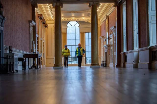 Thursday 31st January 2019
Picture Credit Charlotte Graham
Picture Shows Andy Stamford, John Quick. part of the new works team that are starting the long task of renovation at Wentworth House
Breathing new life into one of Britain's finest stately homes
Woodhead Group has been selected by the Wentworth Woodhouse Preservation Trust (WWPT) to carry out the repair, restoration and replacement of the building's 16,000+ square foot roof, as part of its 25-year Masterplan.
The £5million phase of work will see the Woodhead Group deliver major conservation work over the next two years.
Wentworth Woodhouse, once home to the Fitzwilliam family, is one of England's greatest historic structures, a mighty work of architecture and, for 300 years, both a political power-house and the hub of social and economic life across a swathe of South Yorkshire.
The WWPT was established in 2014 to secure the future of the building and its grounds for the benefit of the nation. Chancellor Philip Hammond awarded a grant of £7.