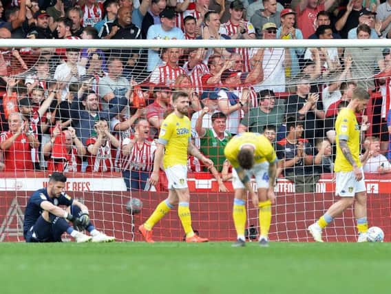 PAIN: As Leeds United fall to a 2-0 defeat at Brentford.