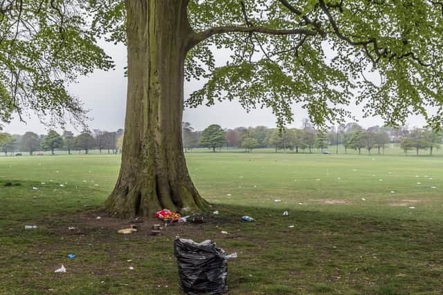 Rubbish left by visitors to Roundhay Park over the Easter weekend