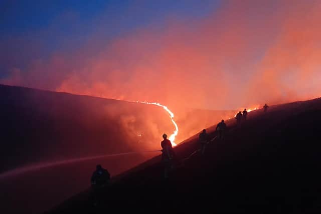 The scene of the blaze at Marsden Moor over Easter weekend.