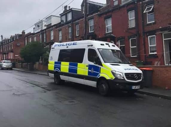 Police in Armley on Saturday morning