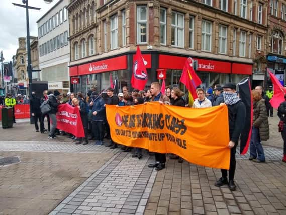 The anti-fascist protesters in Leeds city centre