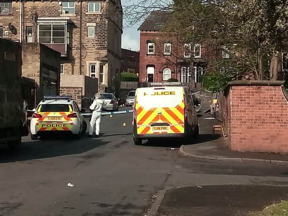 The police cordon in Chapeltown on Sunday. Photo: Don Mort