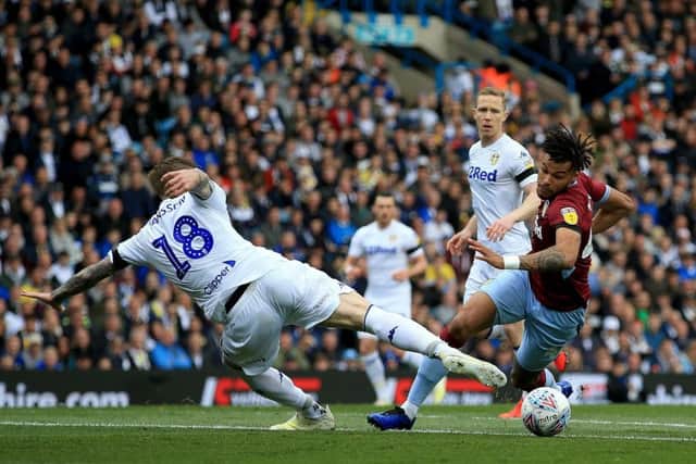 Leeds United's no-nonsense centre-half, Pontus Jansson (Left) tackles Aston Villa's Tyrone Mings. PIC: Clint Hughes/PA Wire