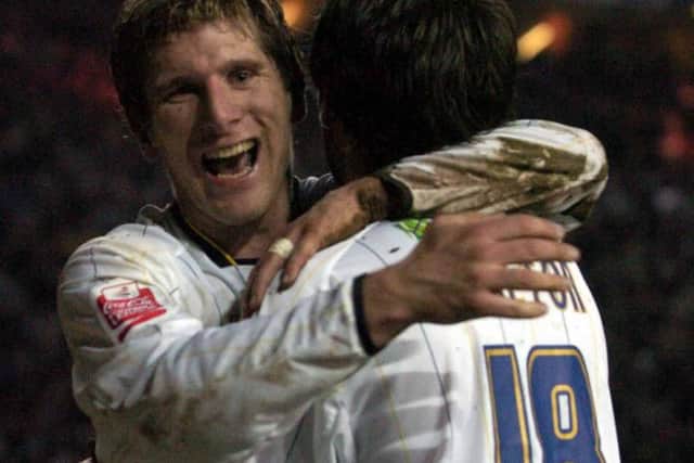 Leeds United's Richard Cresswell celebrates a goal during the game against Sheffield Wednesday attended by Michael.