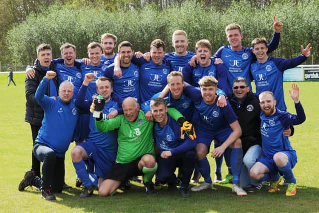 West Yorkshire League Division 1 champions, Boroughbridge celebrate following their 3-0 win at Rothwell. PIC: Steve Riding
