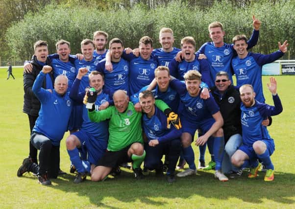 West Yorkshire League Division 1 champions, Boroughbridge celebrate following their 3-0 win at Rothwell. PIC: Steve Riding
