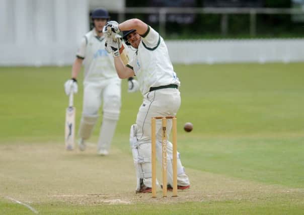New Farnley's 
Steve Bullen watches the ball clear his stumps in a game against Woodlands that was eventually abandoned. PIC: Steve Riding
