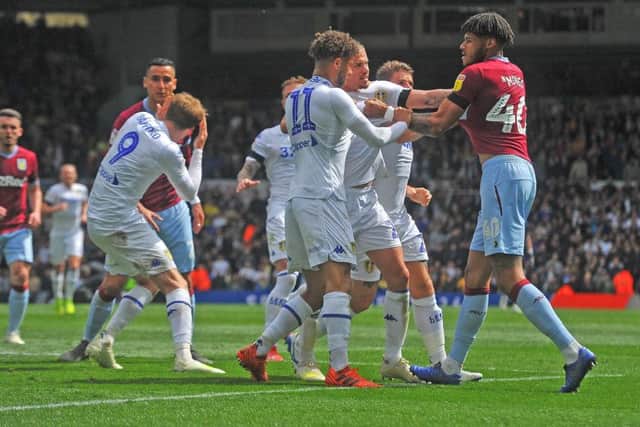 Tempers boil over after Mateusz Klich's goal against Aston Villa.