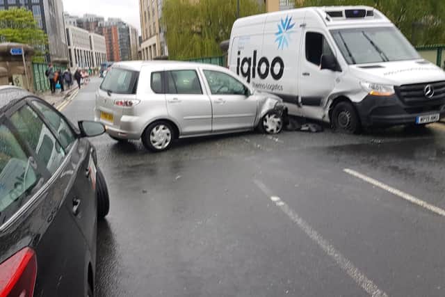 The crash in Whitehall Road, Leeds