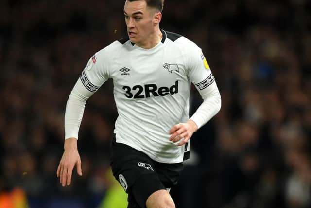 Derby County's Tom Lawrence.