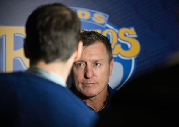 GONE: Dave Furner, seen at one of his first press conferences as Leeds Rhinos head coach, was sacked just six months later. Picture: Isabel Pearce/SWpix.com