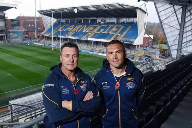 TOUGH DECISION: Leeds Rhinos' director of rugby Kevin Sinfield, pictured with axed head coach Dave Furner on the Australian's appointment last year.