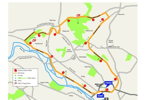 The Leeds Half Marathon route.