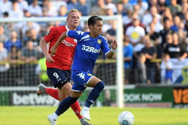 Yosuke Ideguchi on a rare Leeds United outing during a pre-season friendly at York City.