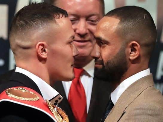 Josh Warrington faces up to Kid Galahad at the lively press conference