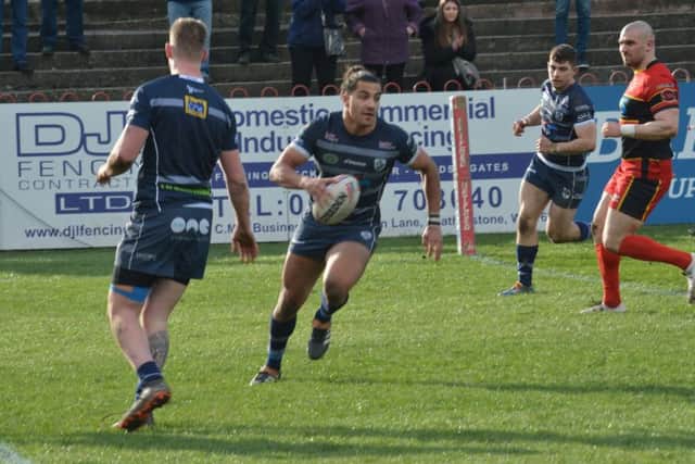 Ashton Golding playing for Featherstone Rovers against Dewsbury Rams earlier this season.