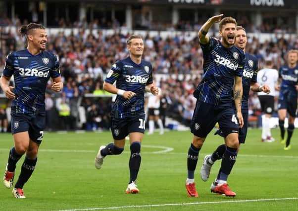 Leeds United's Mateusz Klich celebrates scoring the opening goal during his side's 4-1 win at Derby County. Picture: Jonathan Gawthorpe.