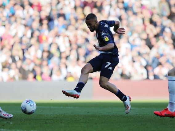 WINNER: Leeds United's Kemar Roofe nets the only goal of the game. Picture by Varleys.