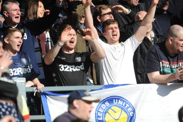 Leeds United fans at Pride Park. Picture: Tony Johnson.
