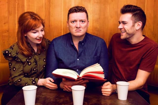 Left to right: Alice Levine, Jamie Morton and James Cooper.