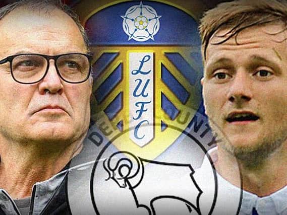 Marcelo Bielsa and Liam Cooper are both facing the press.